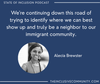 Photo of guest Alecia Brewster and a quote from the transcript.
