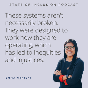 Image of Emma Winiski, Co-Host, with quote from the transcript